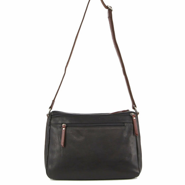 Milleni Nappa Leather Cross Body Bag in Black-Chestnut (NL9426)