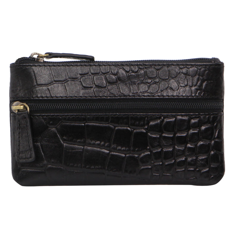 Pierre Cardin Leather Coin Purse in Black-Croc (PC1349)