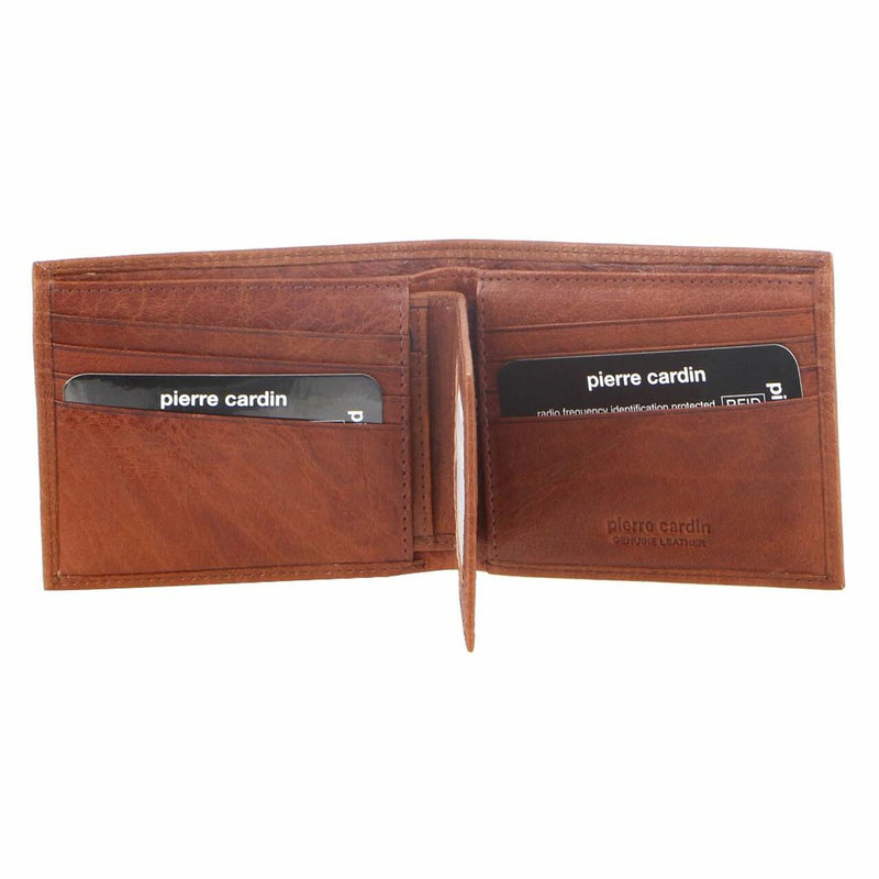 Pierre Cardin Rustic Leather Bi-Fold Mens Wallet in Chestnut (PC2819)